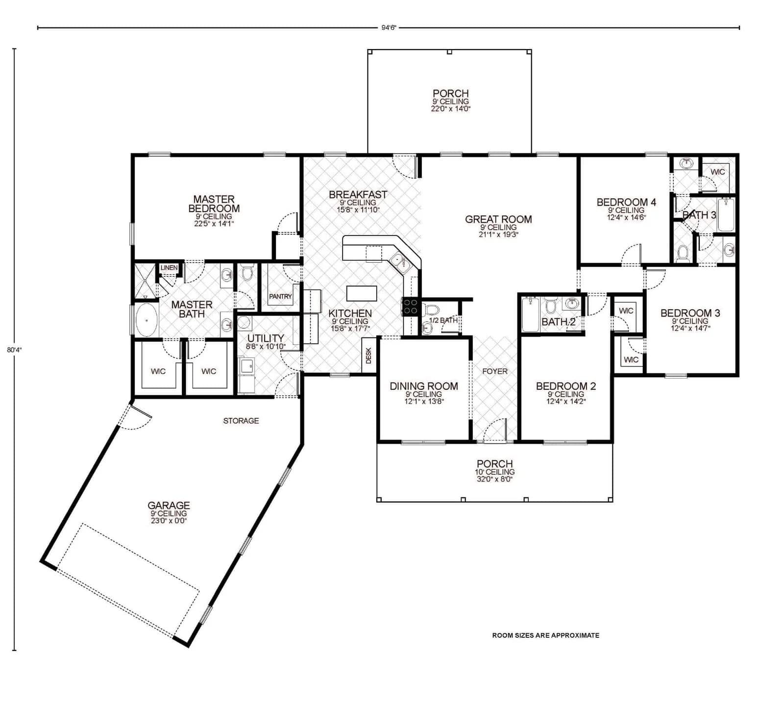 Adelaide custom home floor plan - 4 Bed / 3.5 Bath / 2,816 Sq Ft