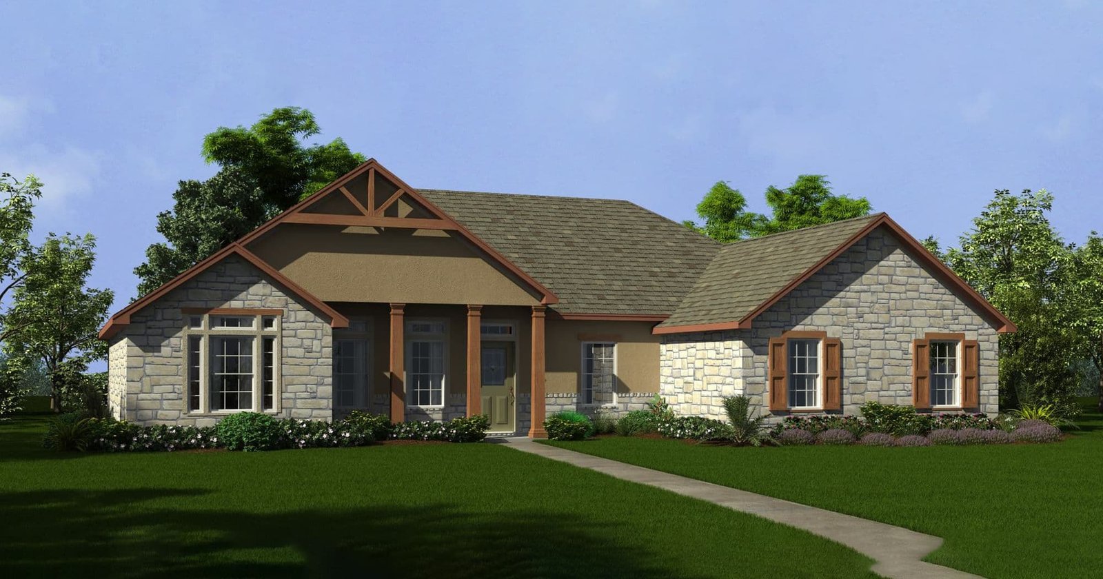 Amarillo B custom home elevation - 3 Bed / 2 Bath / 2,376 Sq Ft