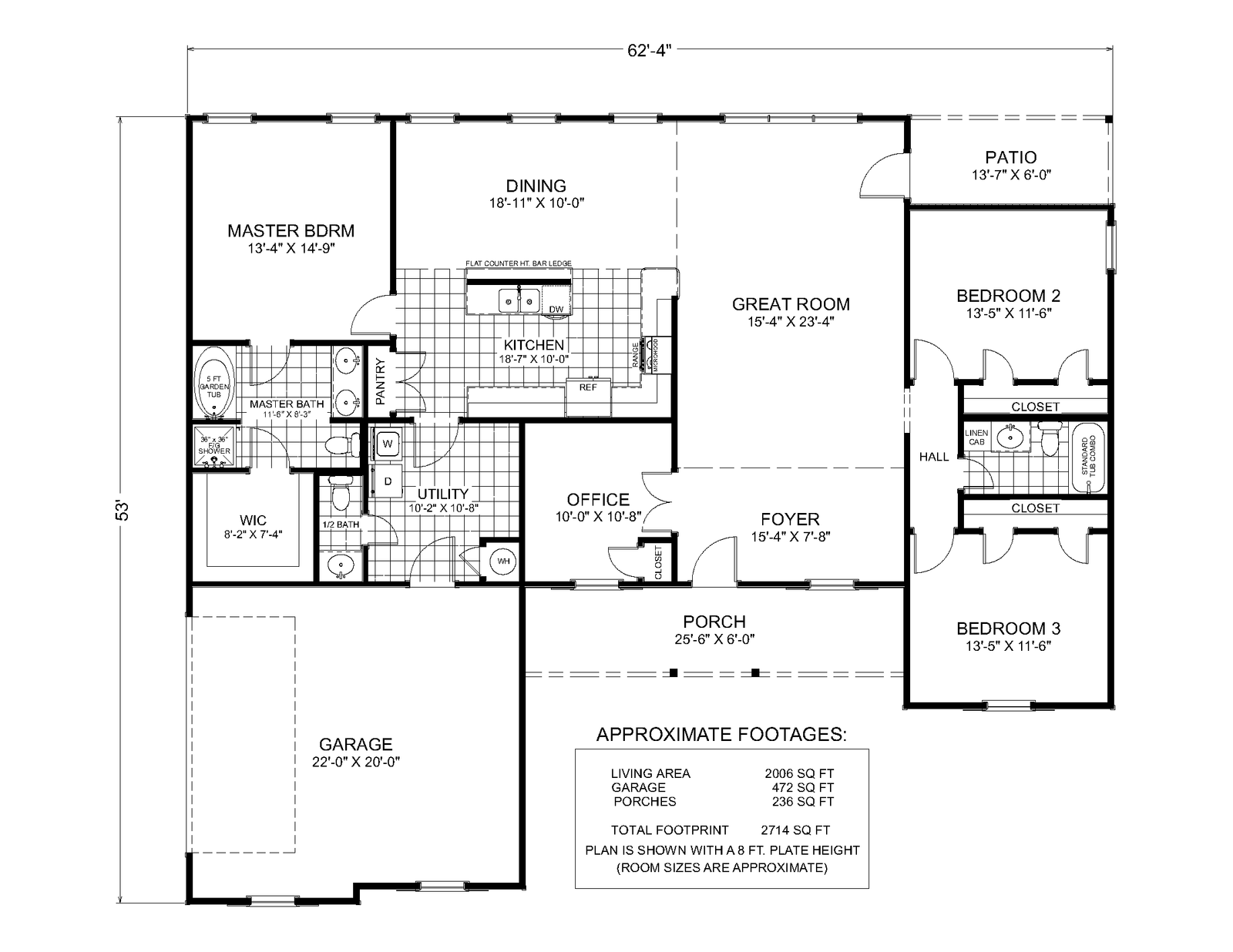 Ferndale custom home floor plan - 3 Bed / 2 Bath / 2,006 Sq Ft