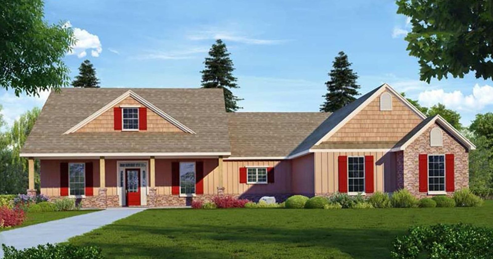 Hillcrest B custom home elevation - 3 Bed / 2.5 Bath / 2,200 Sq Ft