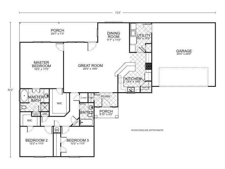 La Espada custom home floor plan - 3 Bed / 2 Bath / 1,808 Sq Ft