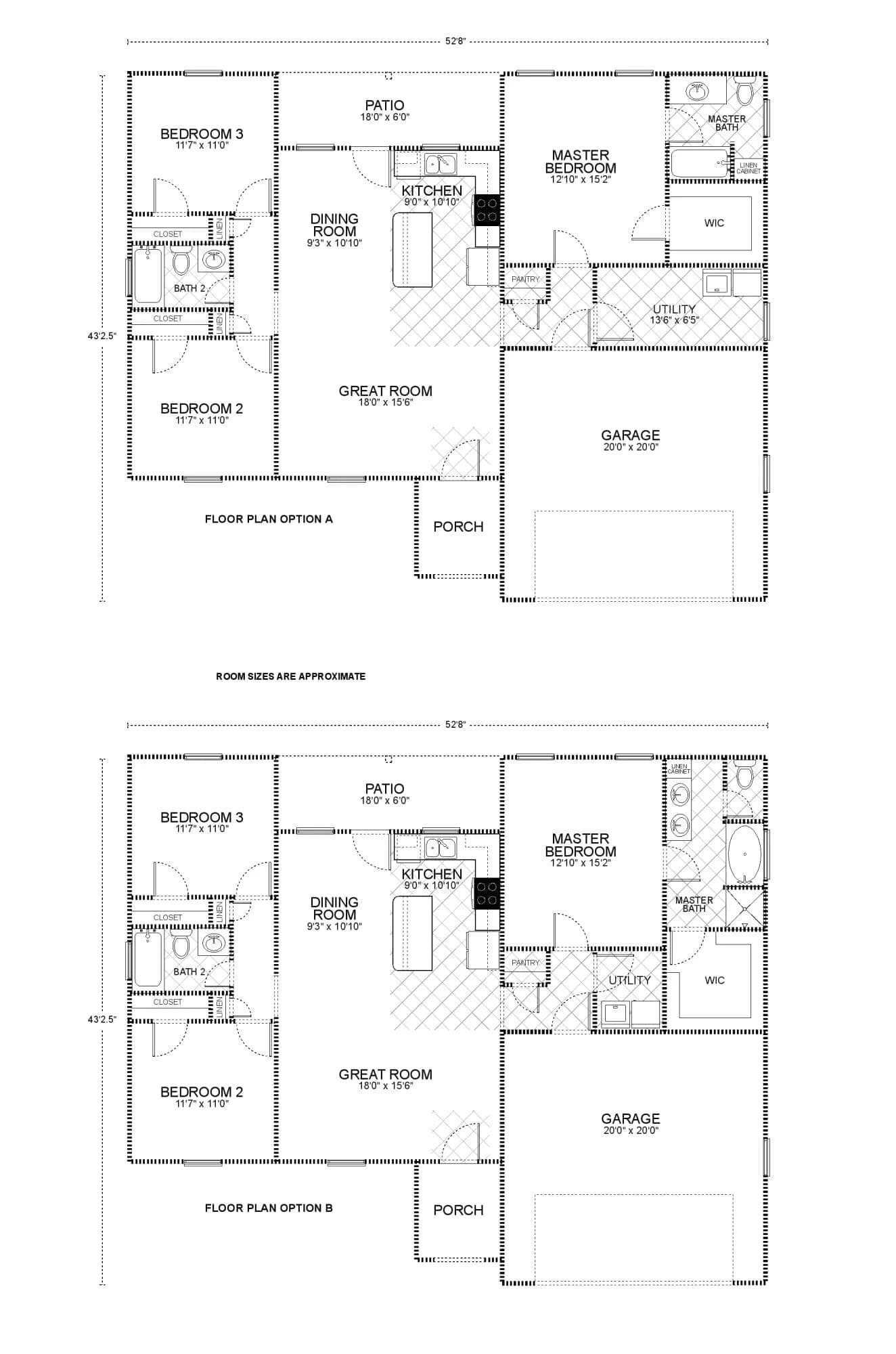 Landry custom home floor plan - 3 Bed / 2 Bath / 1,412 Sq Ft