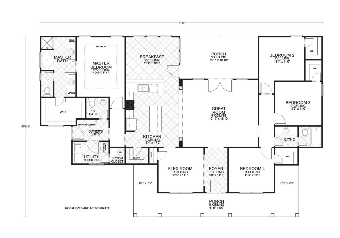 Leyland custom home floor plan - 4 Bed / 2.5 Bath / 2,223 Sq Ft
