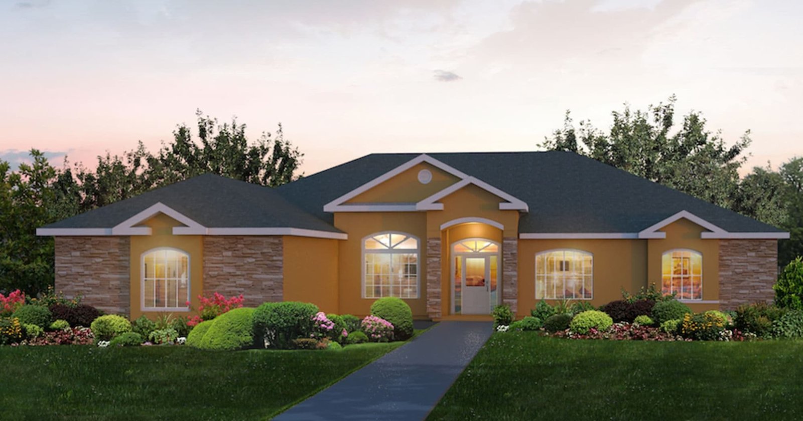 Lockhart B custom home elevation - 4 Bed / 2 Bath / 2,427 Sq Ft