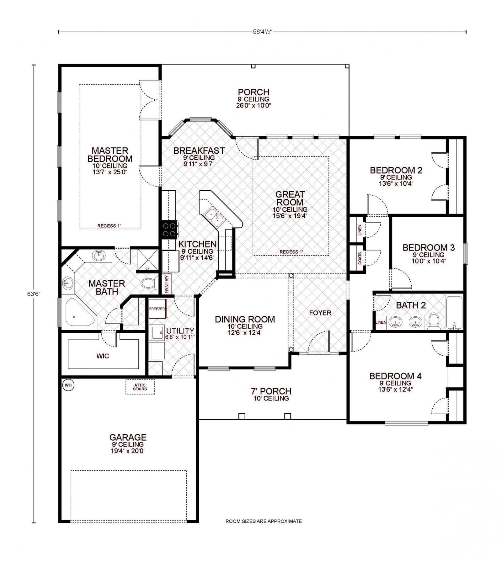 Navasota custom home floor plan - 4 Bed / 2 Bath / 2,107 Sq Ft