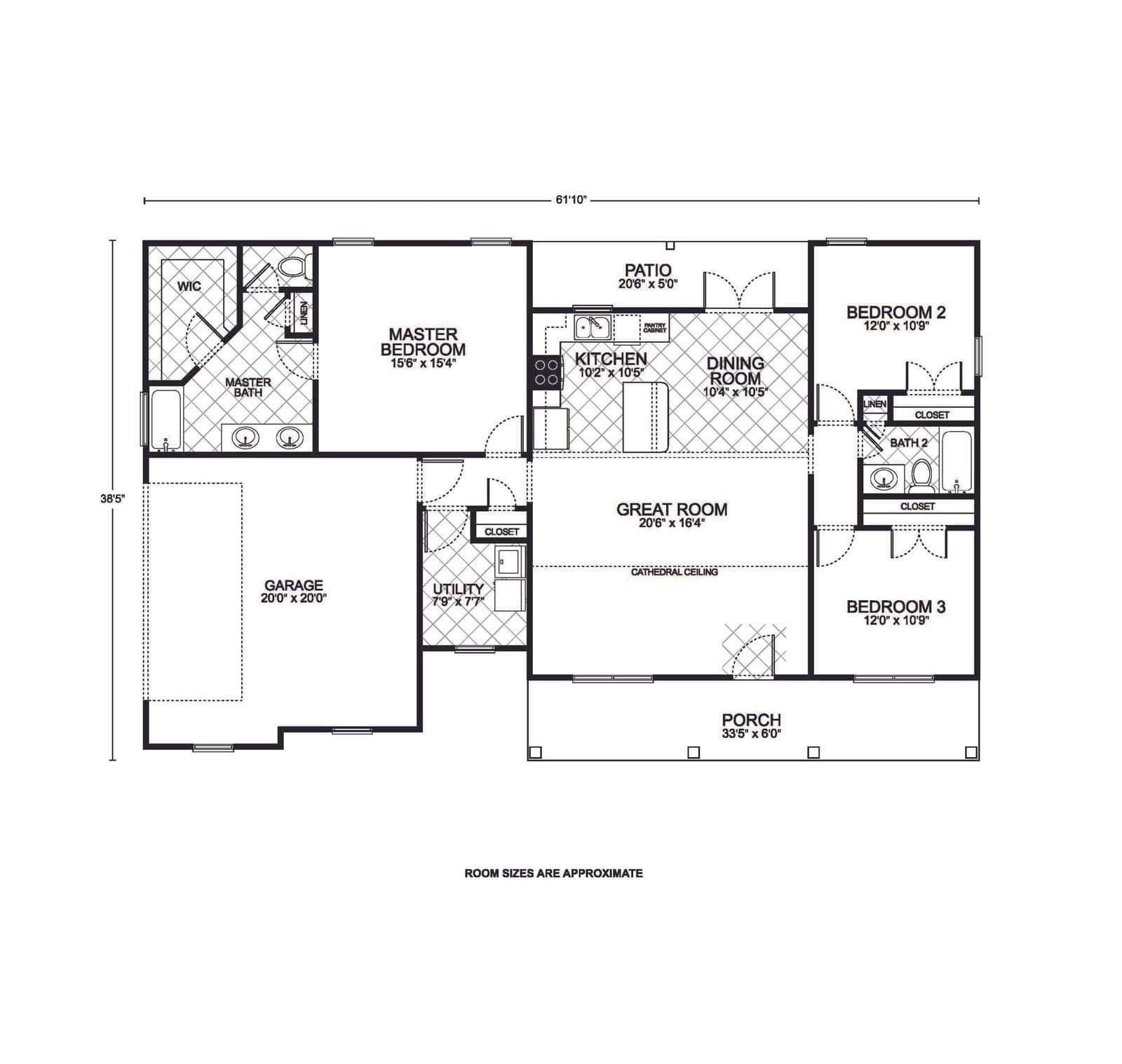Olivia custom home floor plan - 3 Bed / 2 Bath / 1,550 Sq Ft
