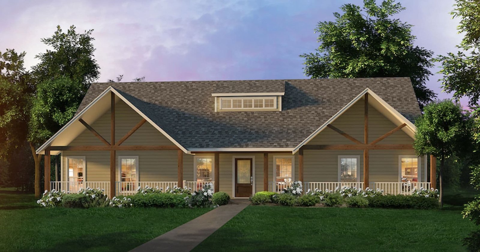 Ponderosa B custom home elevation - 4 Bed / 2.5 Bath / 2,108 Sq Ft