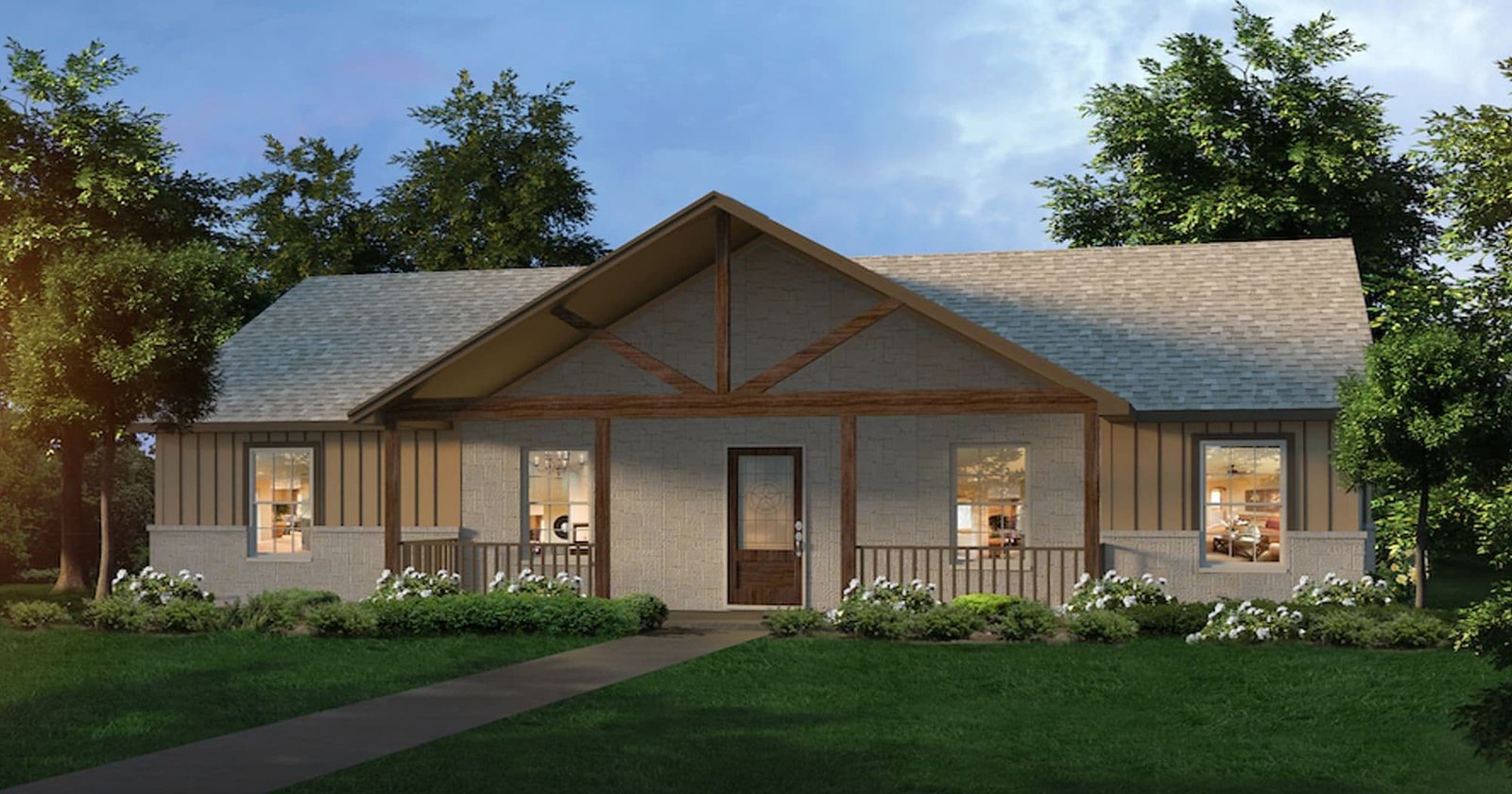 San Marcos custom home elevation - 4 Bed / 2 Bath / 1,360 Sq Ft