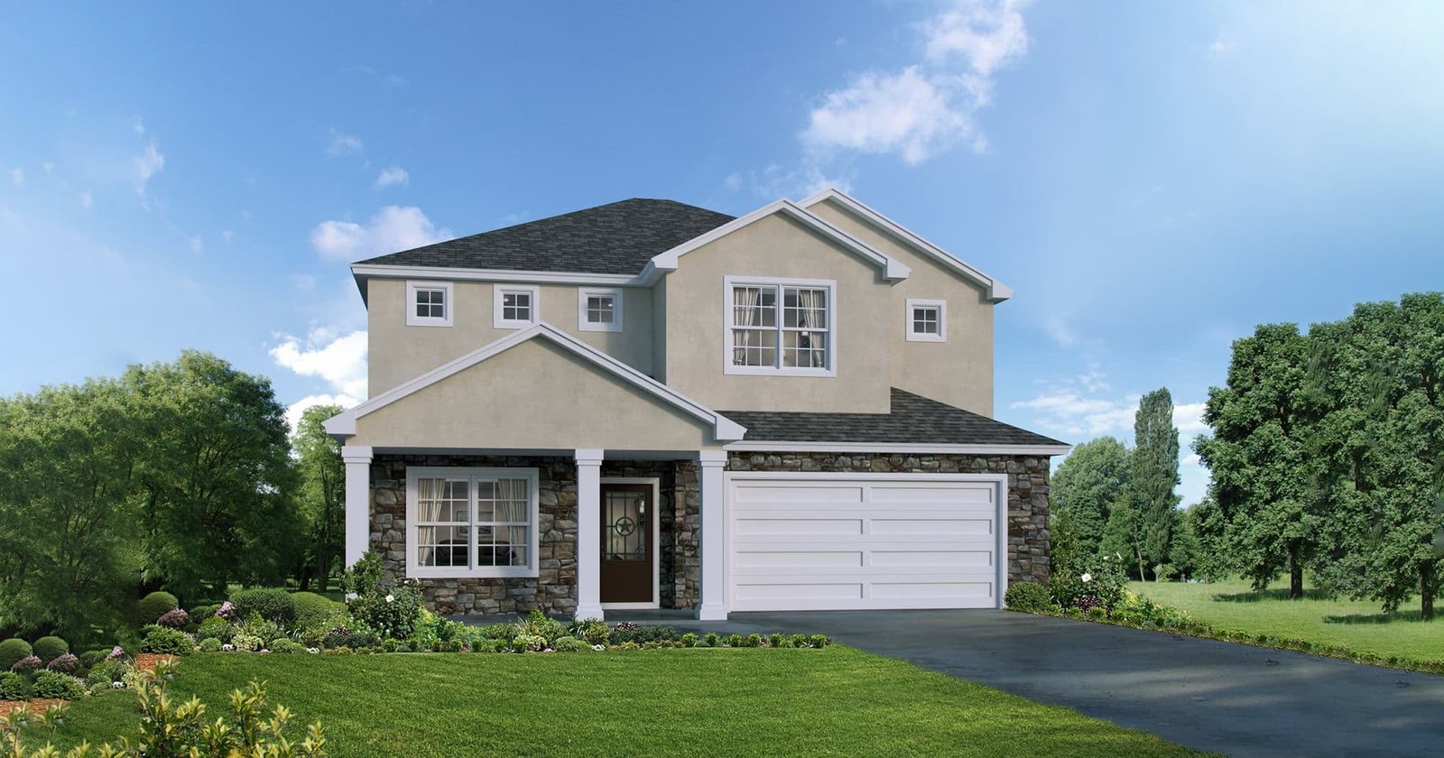 Seymour A custom home elevation - 4 Bed / 2.5 Bath / 2,538 Sq Ft