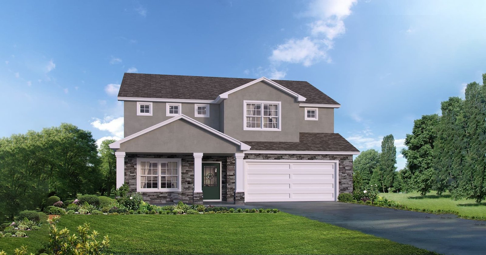 Seymour B custom home elevation - 4 Bed / 2.5 Bath / 2,538 Sq Ft