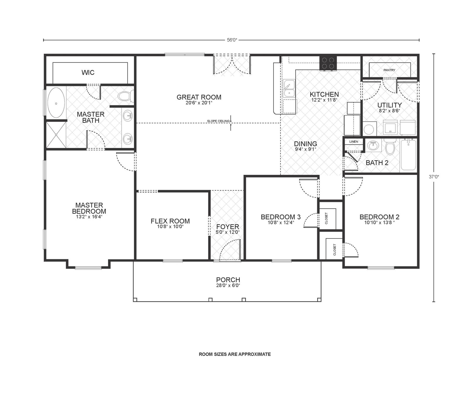 Summerwood custom home floor plan - 3 Bed / 2 Bath / 1,755 Sq Ft