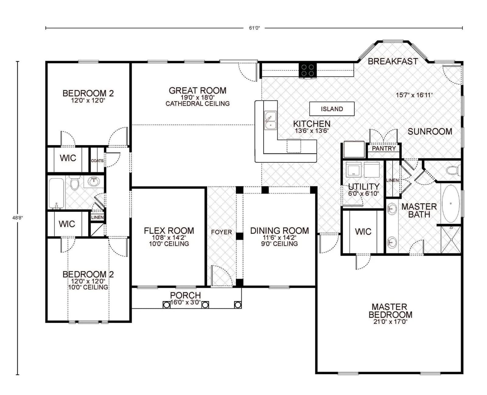 Amarillo B custom home floor plan - 3 Bed / 2 Bath / 2,376 Sq Ft