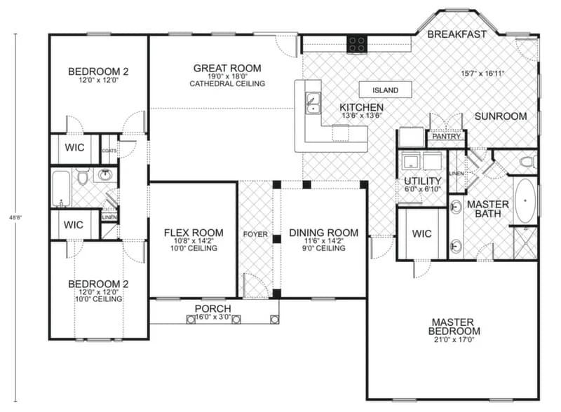 Amarillo custom home floor plan - 3 Bed / 2 Bath / 2,376 Sq Ft