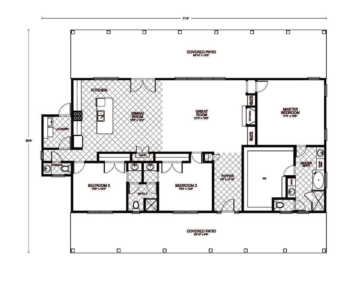 Bartlett custom home floor plan - 3 Bed / 2.5 Bath / 2,264 Sq Ft