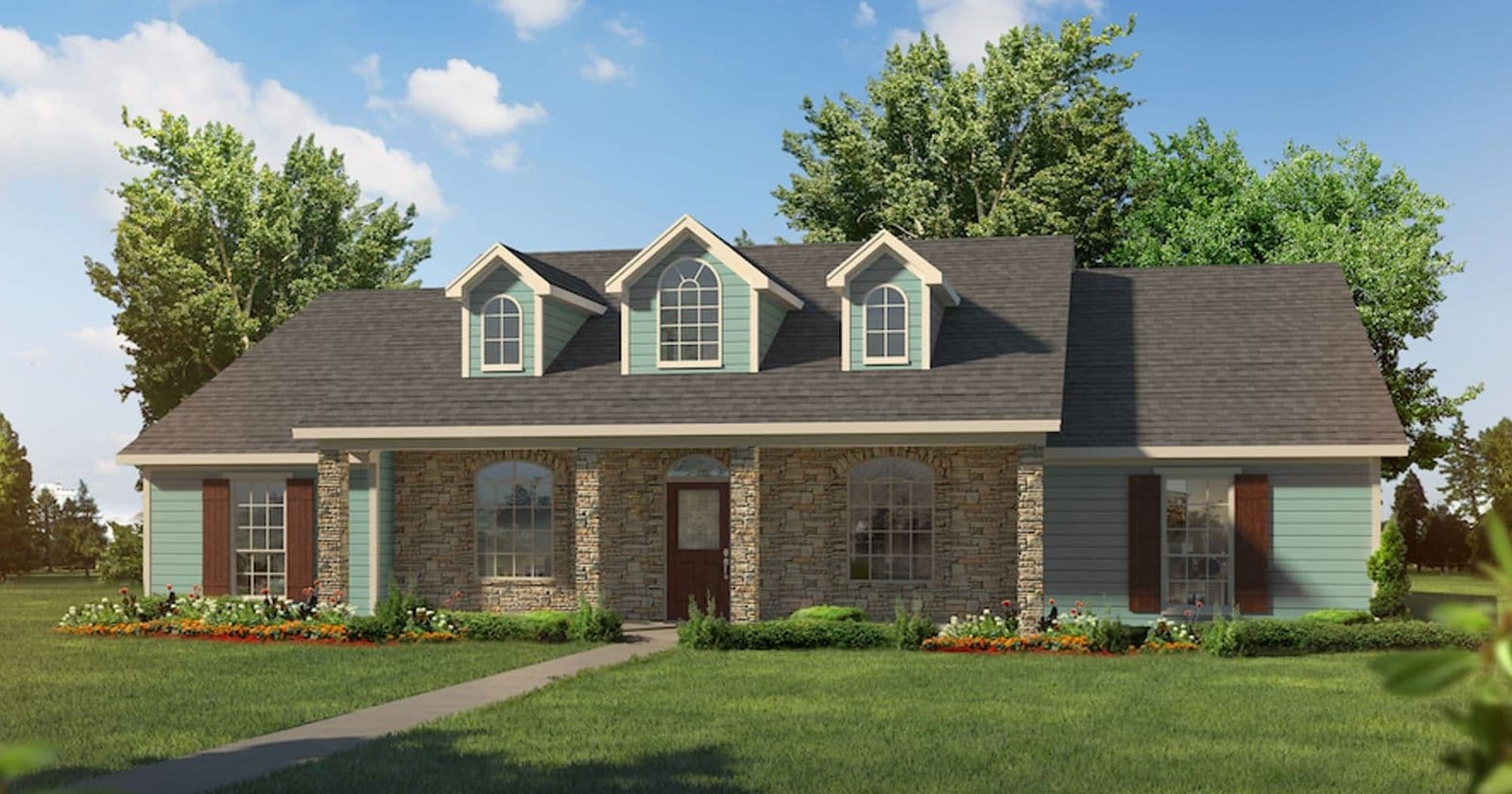 Cottage II custom home elevation - 3 Bed / 2.5 Bath / 2,162 Sq Ft