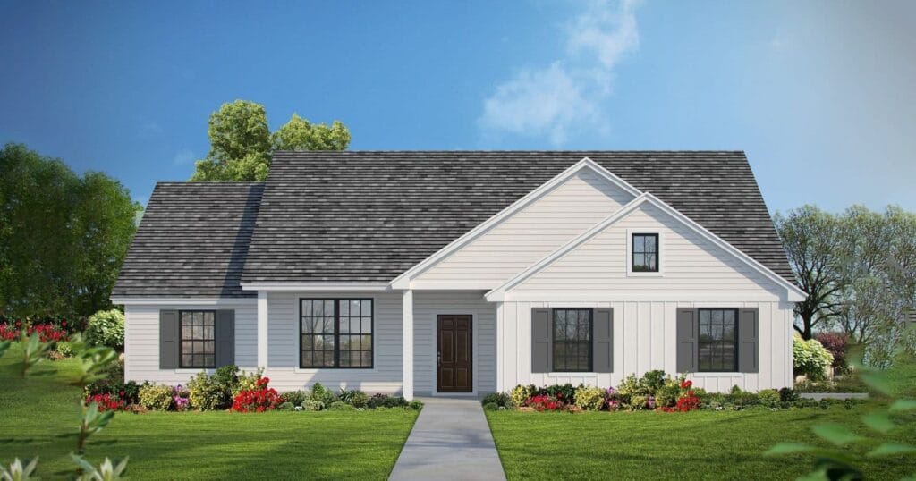 Driscoll custom home elevation - 3 Bed / 2 Bath / 1,383 Sq Ft