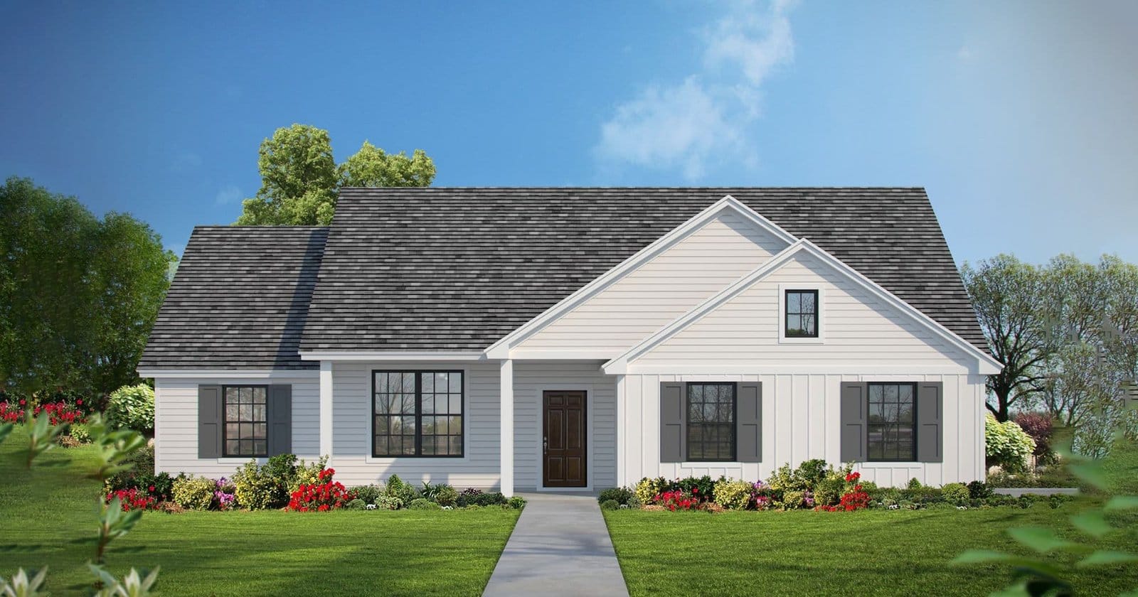 Driscoll custom home elevation - 3 Bed / 2 Bath / 1,383 Sq Ft