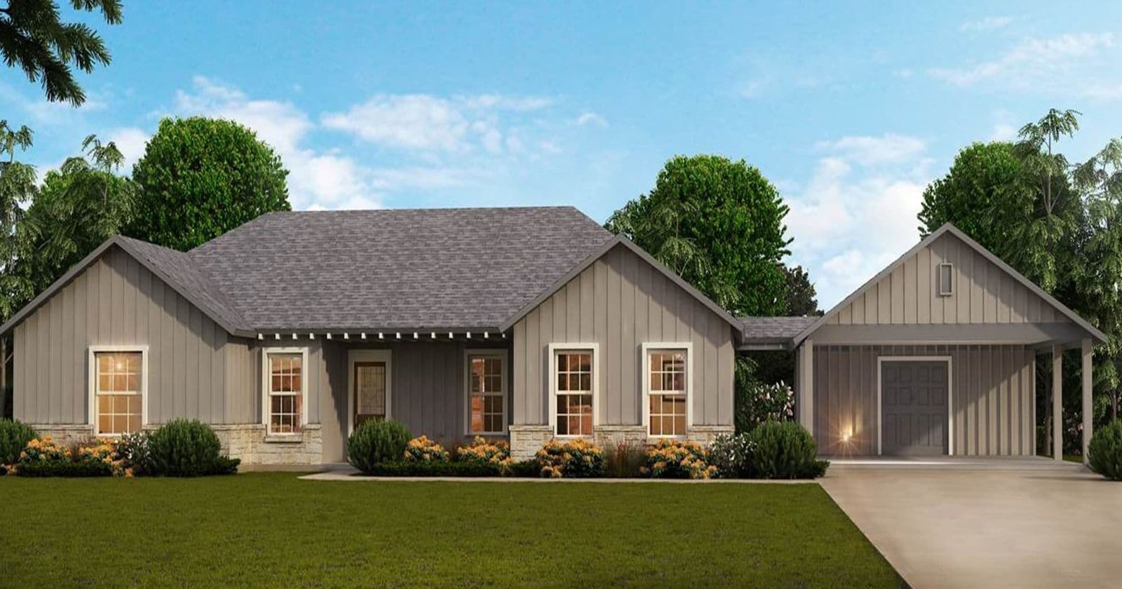 Durango Classic custom home elevation - 4 Bed / 2 Bath / 1,632 Sq Ft