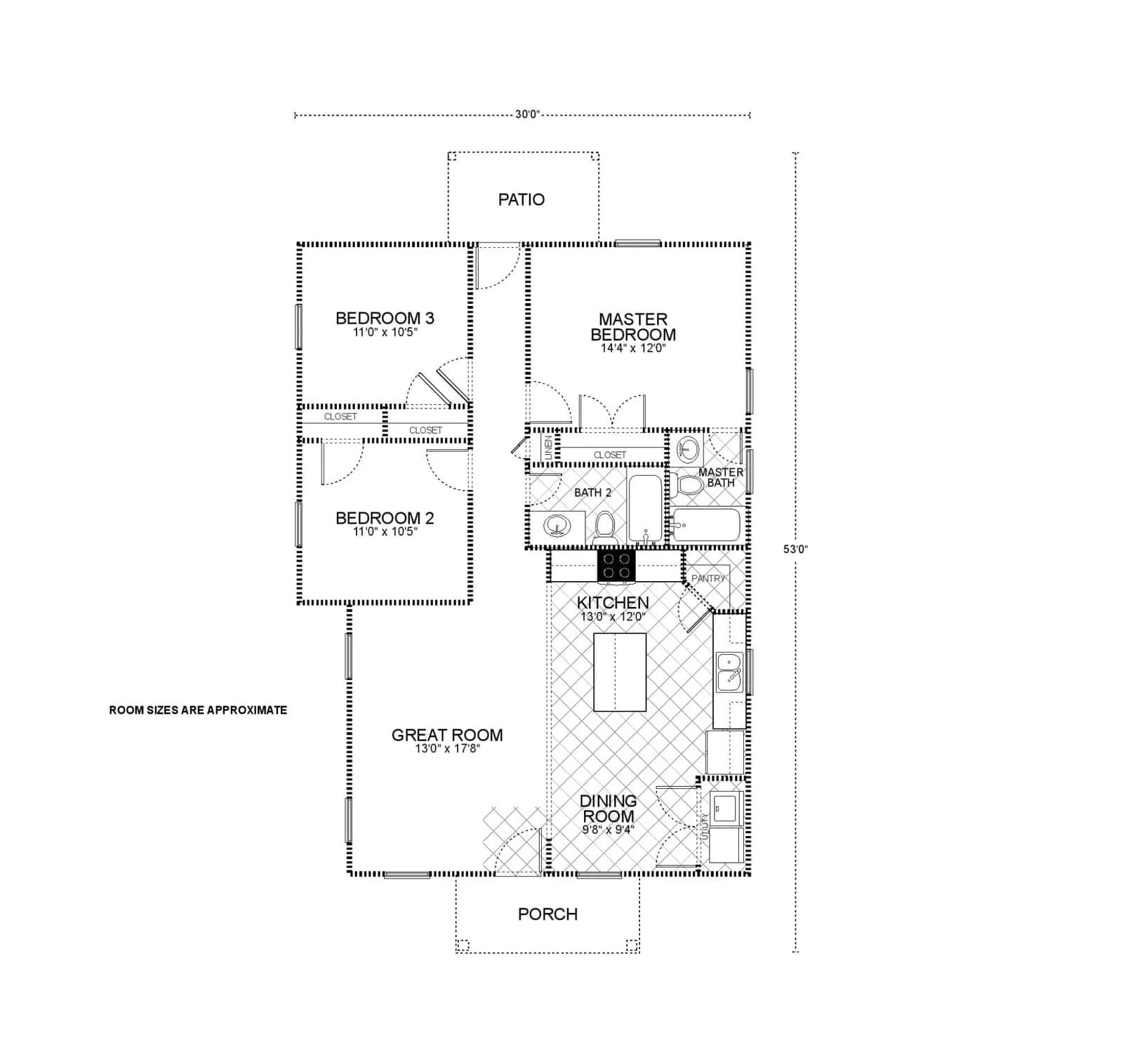 Henderson A custom home floor plan - 3 Bed / 2 Bath / 1,200 Sq Ft