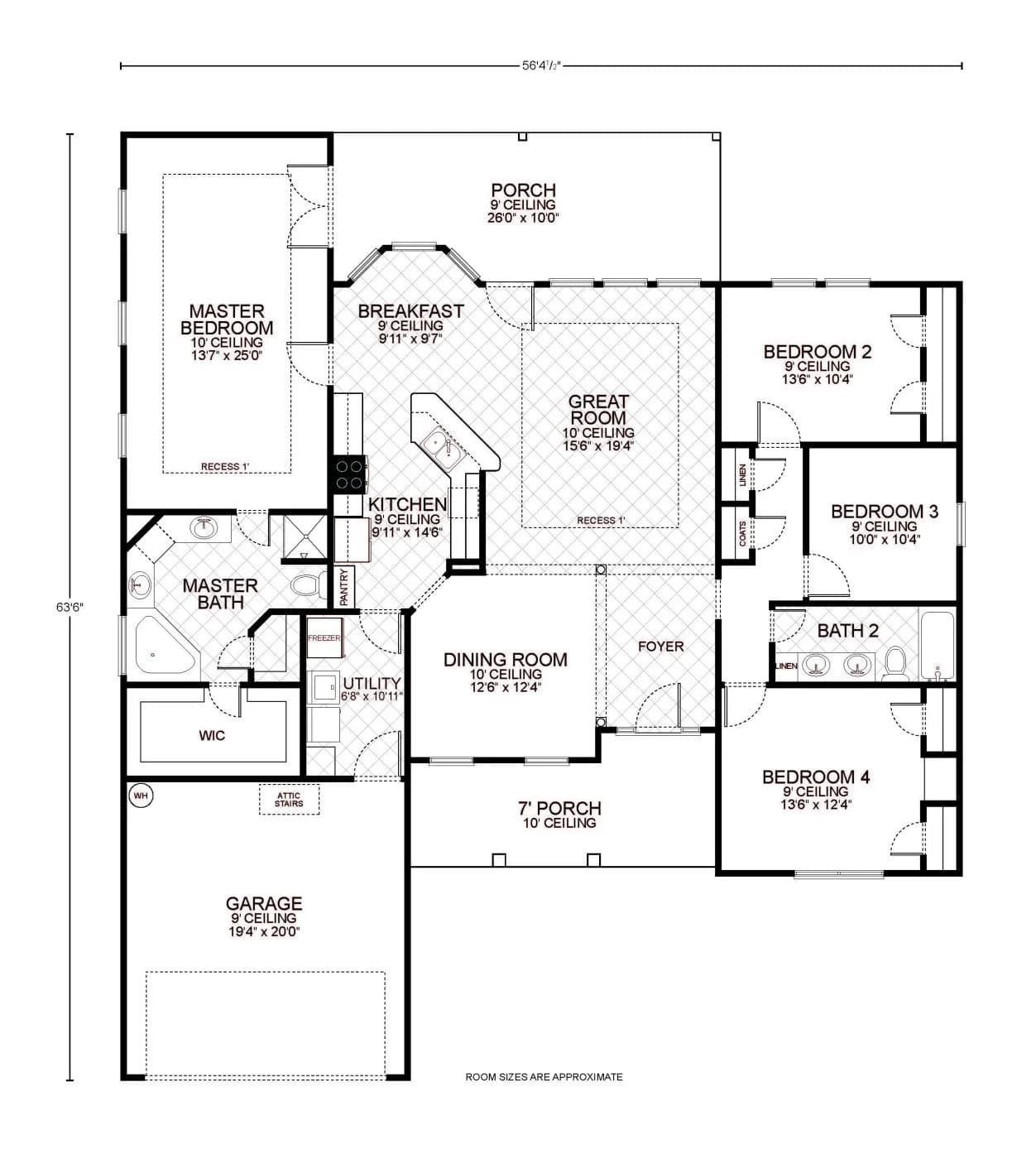 Navasota B custom home floor plan - 4 Bed / 2 Bath / 2,107 Sq Ft