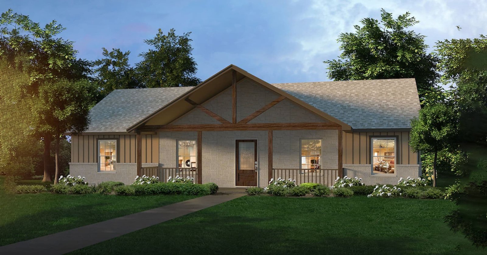 San Marcos C custom home elevation - 4 Bed / 2 Bath / 1,360 Sq Ft